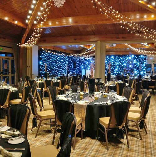 Christmas Decorations inside The Safari Lodge at Woburn Safari Park