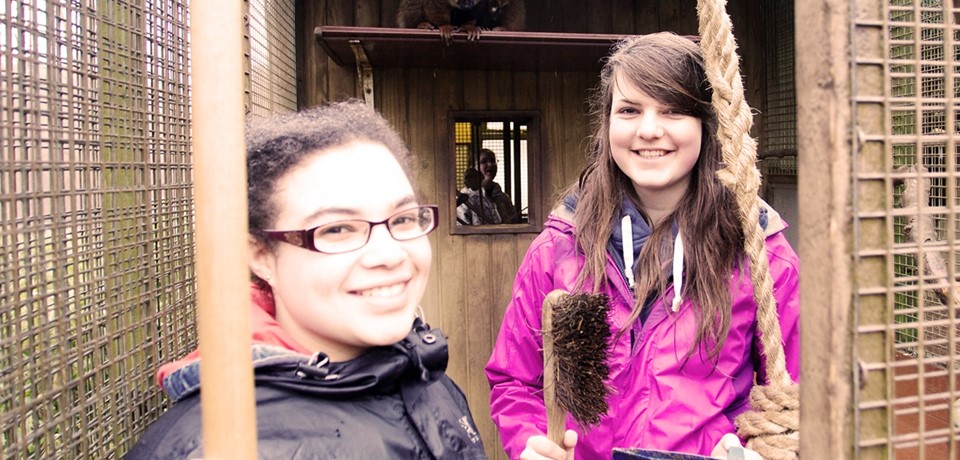 Two volunteer work experience students at Woburn Safari Park