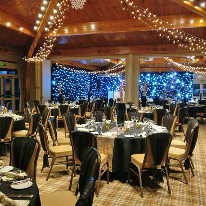 Christmas Decorations inside The Safari Lodge at Woburn Safari Park